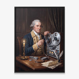 Washington On Tape canvas in a black floating frame