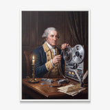 Washington On Tape canvas in a white floating frame