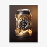 Weight In Gold crushed polished gold can with a two tone gold and steel watch canvas wall art