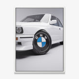 Wheels For Winners German motorsport racing wheel canvas wall art in a white floating frame