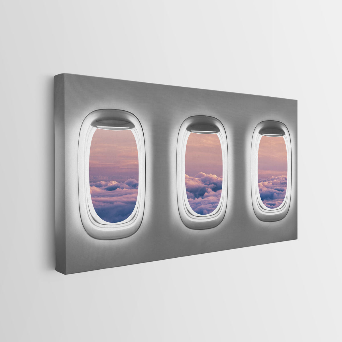 Side profile of the Window Seat Clouds Edition gallery-wrapped canvas showing its depth