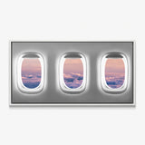 Window Seat Clouds Edition airplane window clouds canvas in a white floating frame