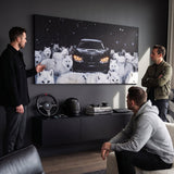 Wolves Of The Autobahn dark German coupe with an arctic wolf pack in the snow canvas wall art in a living room lounge