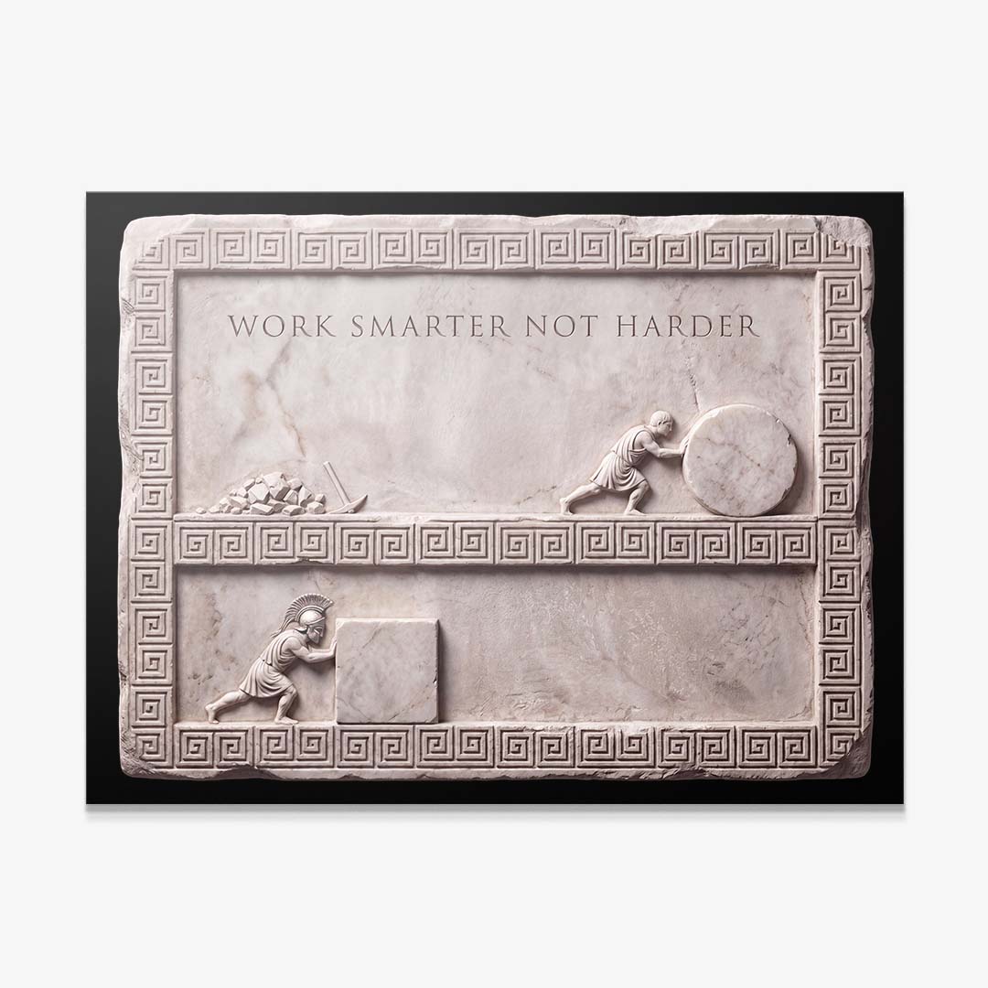 Work Smarter Not Harder marble quote canvas print, gallery-wrapped and ready to hang