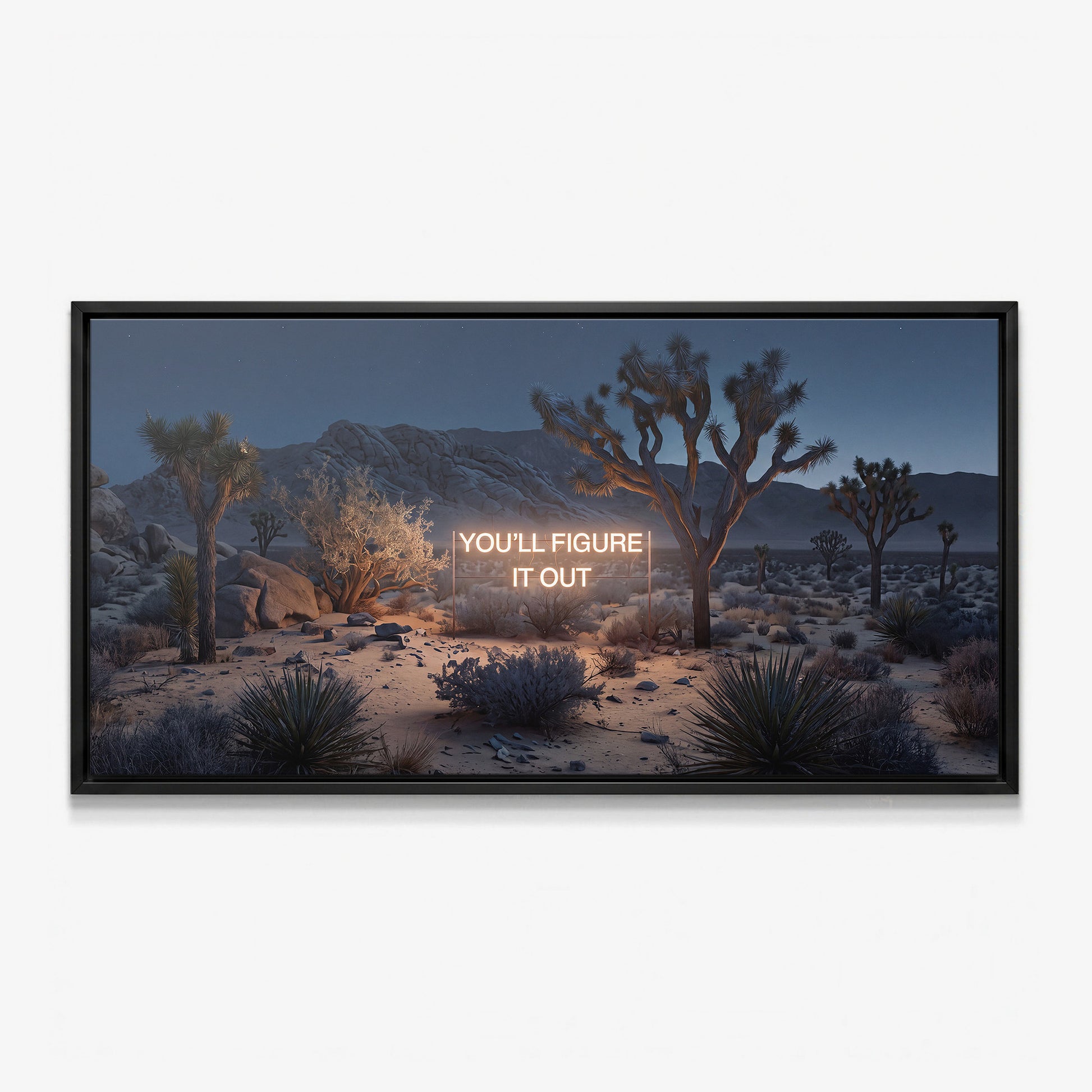 You'll Figure It Out canvas in a black floating frame