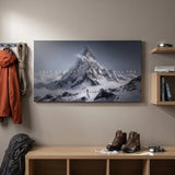 Your Comfort Zone Will Kill You wide wall art above an oak bench in a mudroom with hiking boots and a rope