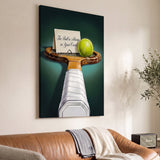 Your Court tennis canvas print on a living room wall at a gentle angle showing the gallery-wrapped edge