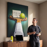 Person admiring the Your Court tennis canvas print in a styled interior