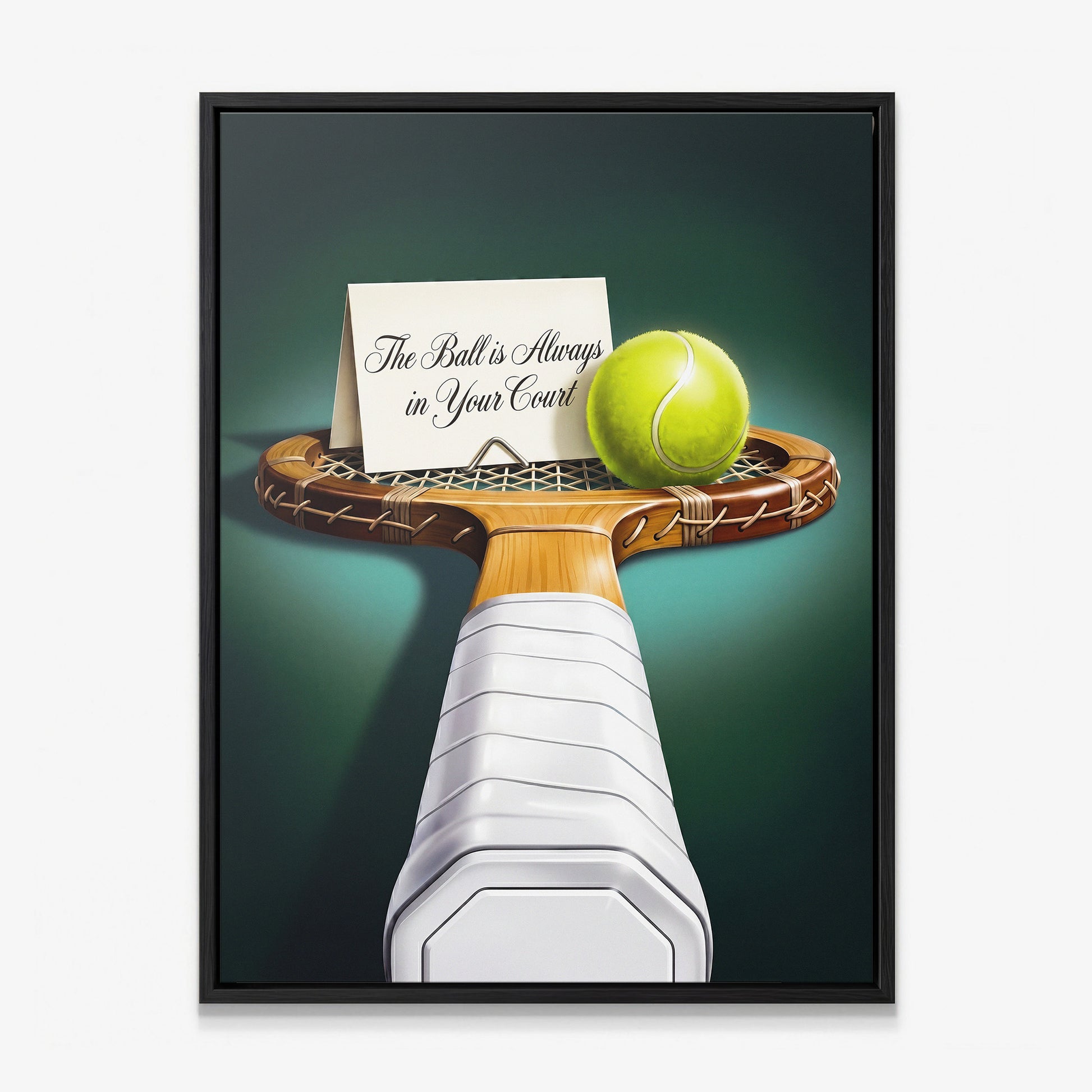 Your Court tennis canvas print in a black floating frame