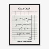 Your Peace Check canvas in a black floating frame