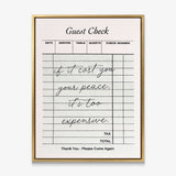 Your Peace Check canvas in a gold floating frame