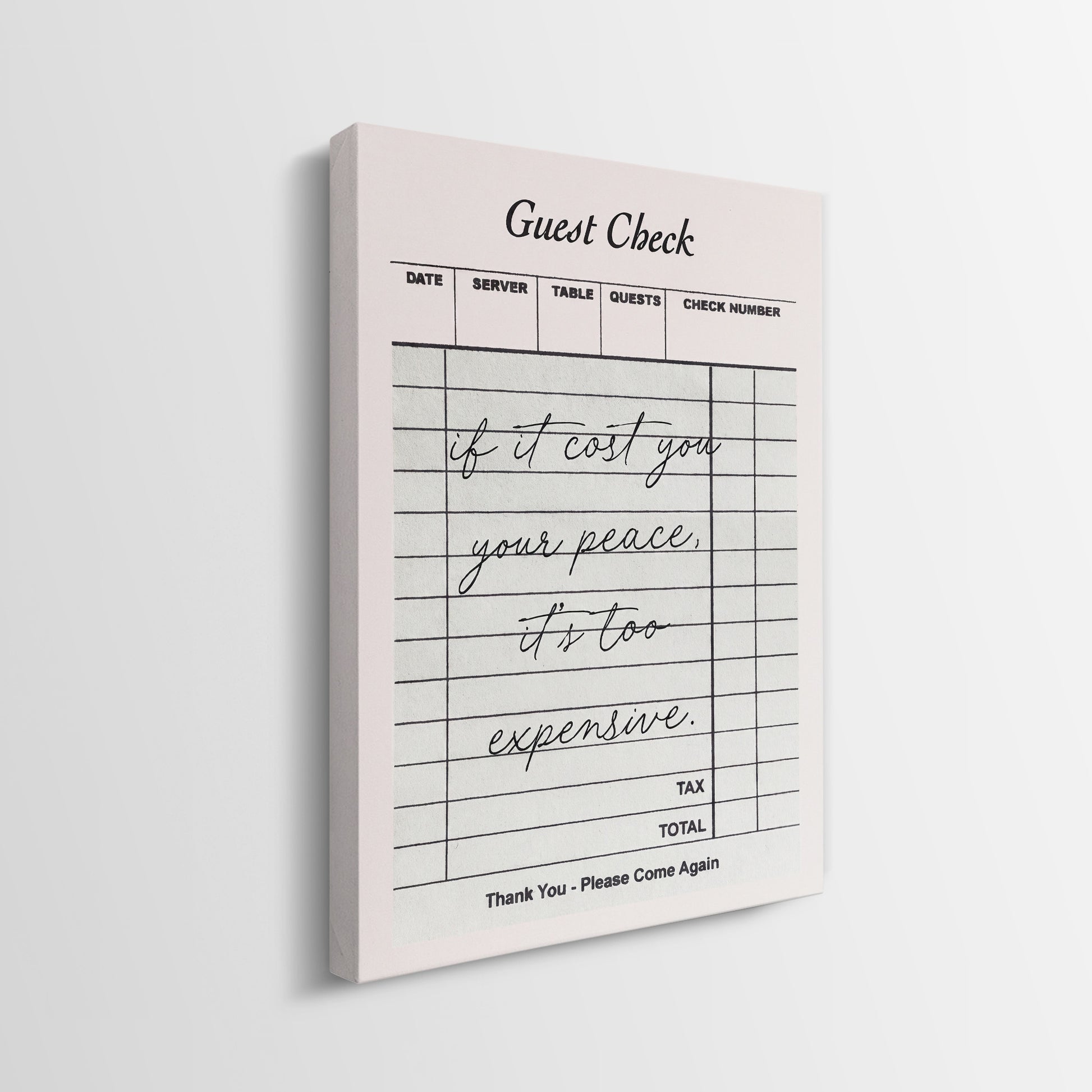Your Peace Check gallery wrapped canvas, side view