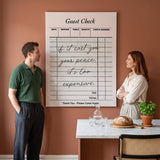 Your Peace Check wall art in a terracotta kitchen with two people looking at it