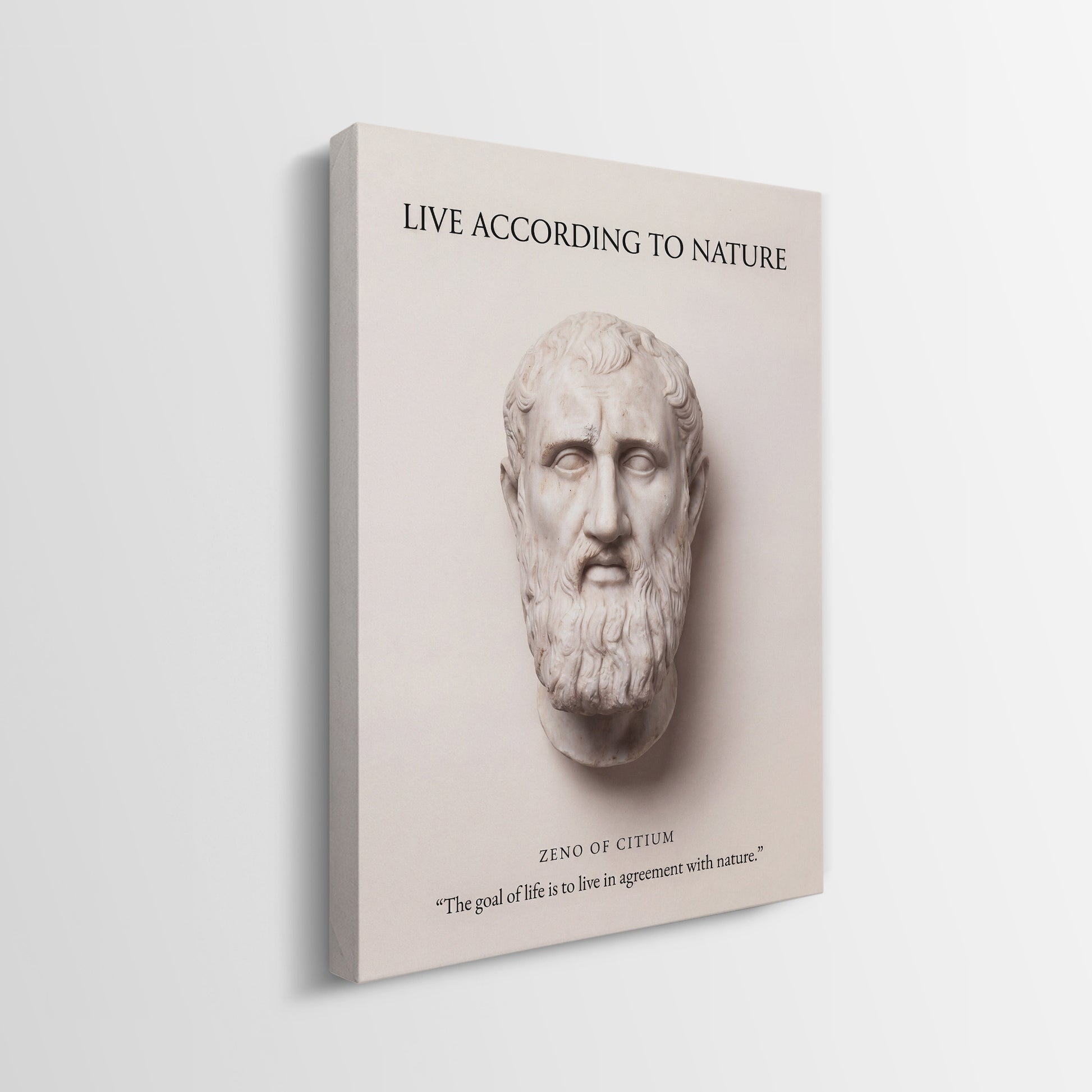 Zeno of Citium Live According to Nature canvas wall art gallery-wrapped edge side view