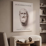 Zeno of Citium Live According to Nature Stoic canvas wall art in a living room