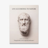 Zeno of Citium Live According to Nature Stoic marble bust quote canvas wall art