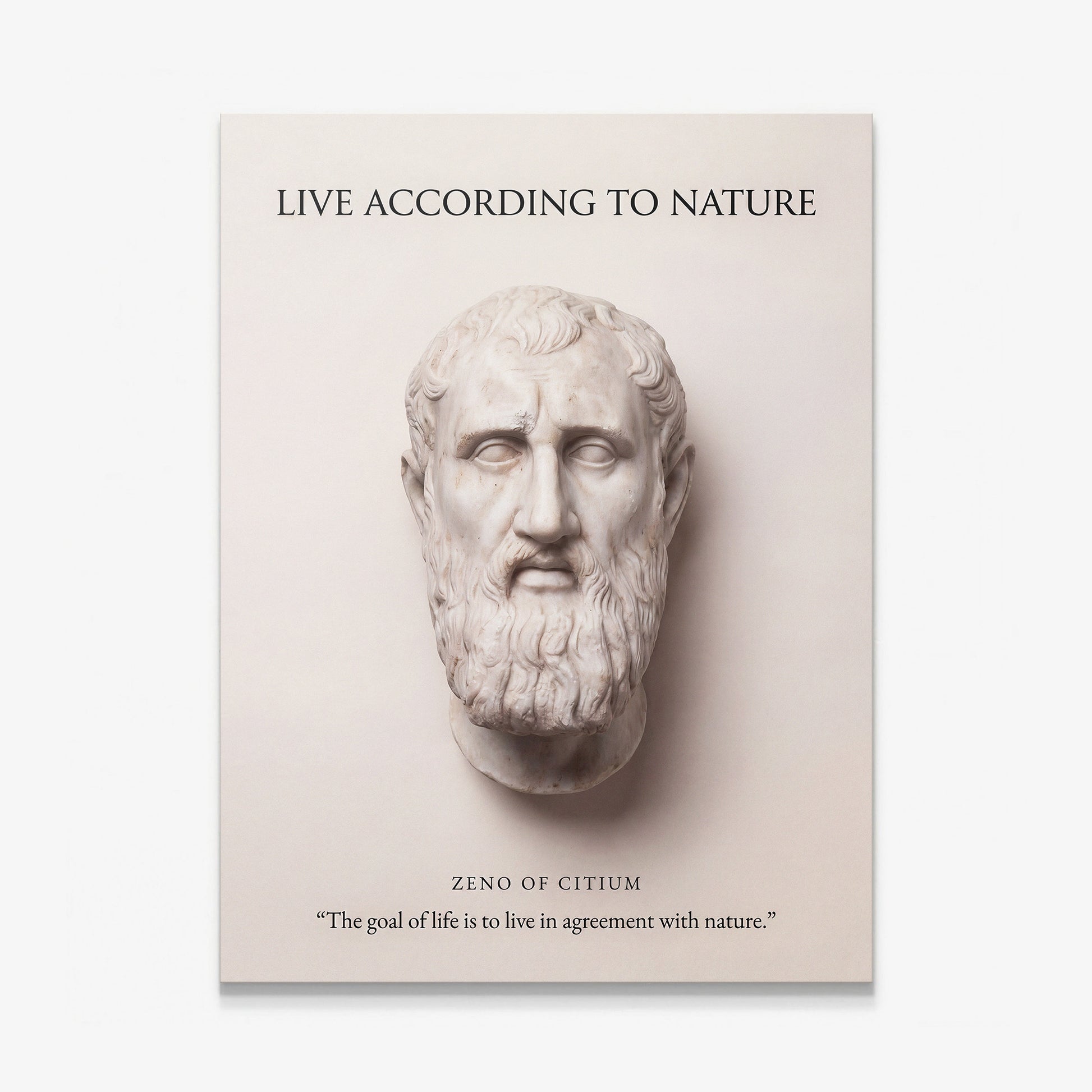 Zeno of Citium Live According to Nature Stoic marble bust quote canvas wall art