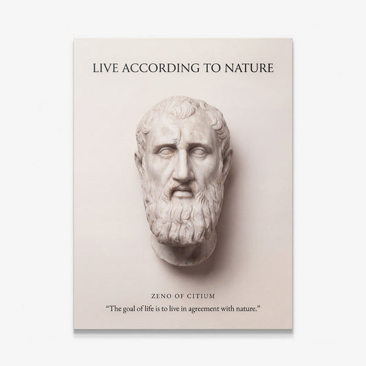 Zeno of Citium Live According to Nature Stoic marble bust quote canvas wall art