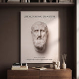 Zeno of Citium Live According to Nature Stoic quote canvas wall art in a study